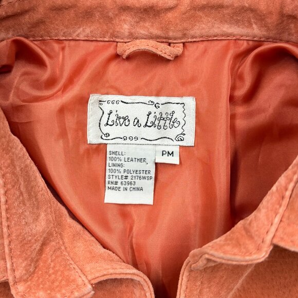 VTG Y2K Live a Little Suede Snap Front Jacket Rust Orange Western Boho Womens PM - Picture 8 of 12